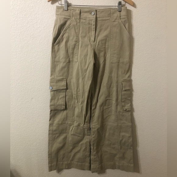 TWP Coop Wide Leg Pant with Cargo Pockets in Cotton Twill Khaki Tan - Size 6 - Picture 2 of 9